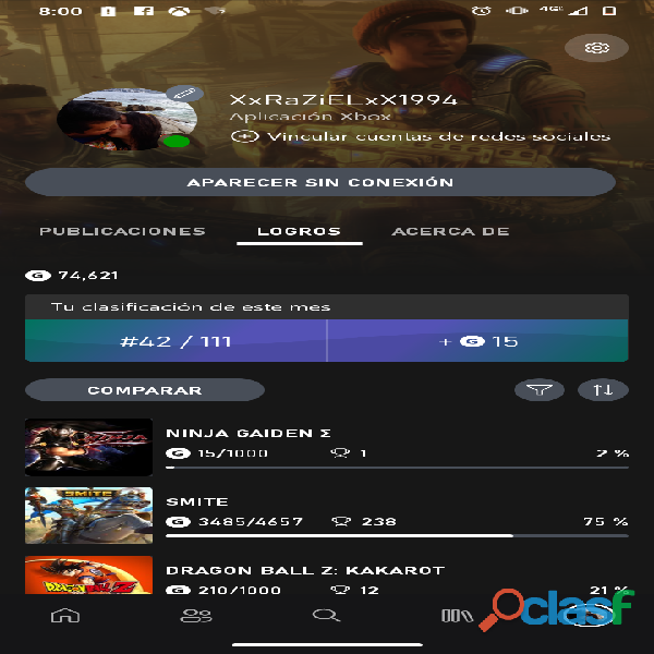 Perfil completo de Xbox live
