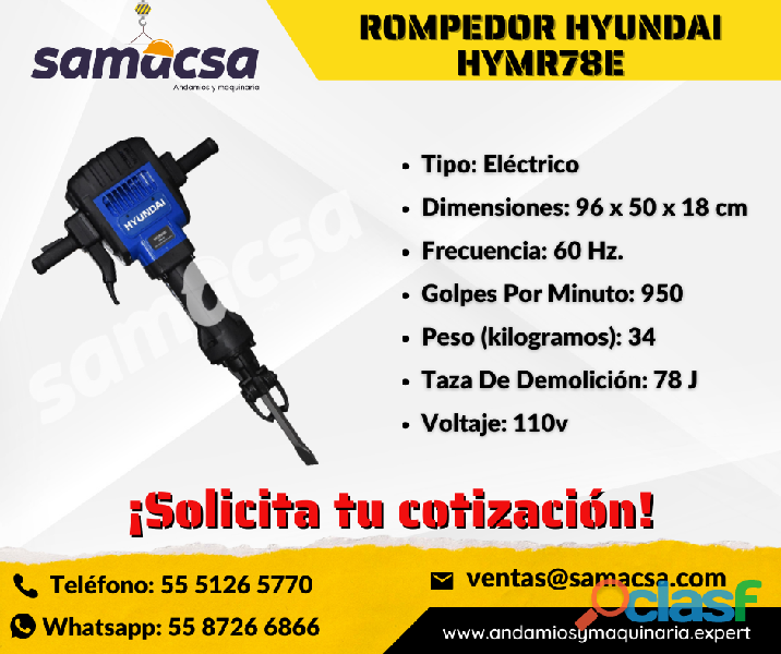 Martillo Rompedor HYMR78E Voltaje 110/127v,