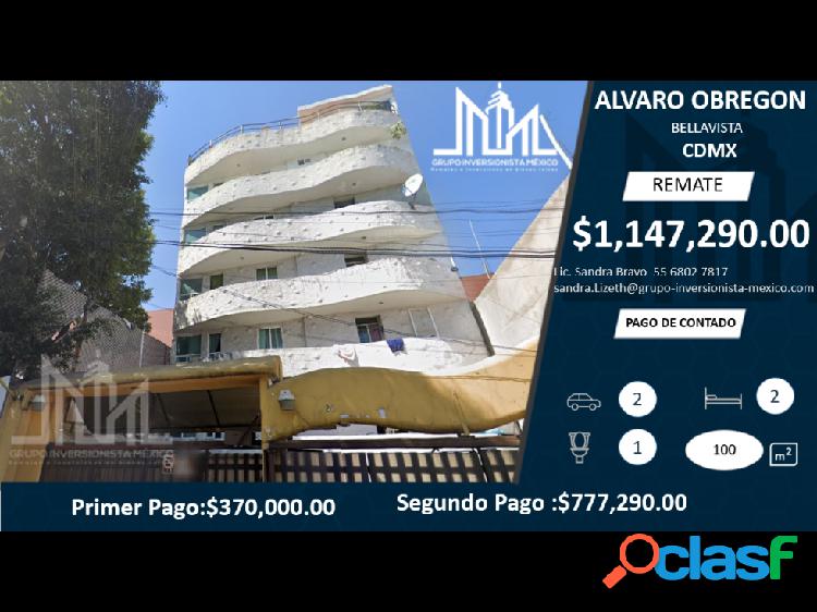 REMATE!! $1,147,290 HERMOSO DEPA EN ALVARO OBREGON