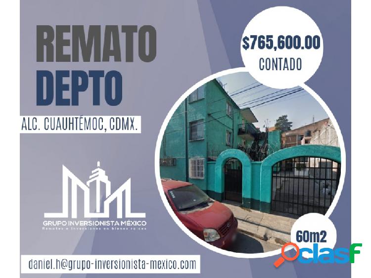 REMATO DEPARTAMENTO, CUAUHTÉMOC, CDMX $765,600.00 mxn.