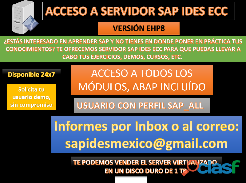 Acceso a servidor SAP IDES ECC para demos, pruebas,