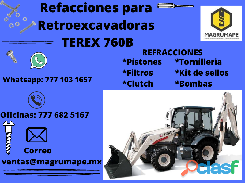 Refacciones para retroexcavadoras Terex 760 B