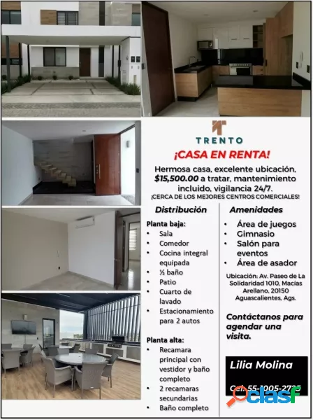 Casa en Renta en zona centrica de Aguascalientes