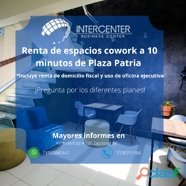 Renta de planes cowork en sucursal Plaza Patria