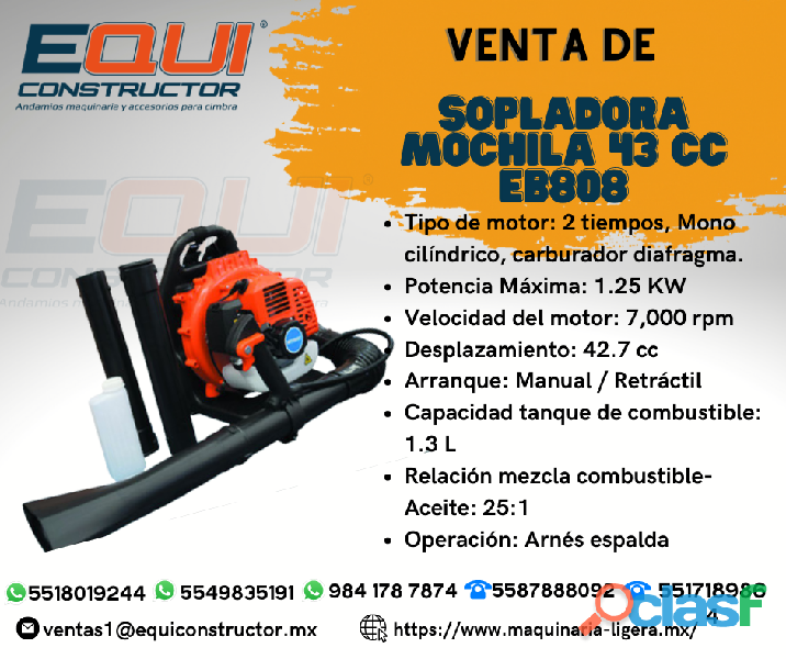 Venta de Sopladora Mochila 43 CC Mpower EB808 en Ecatepec de
