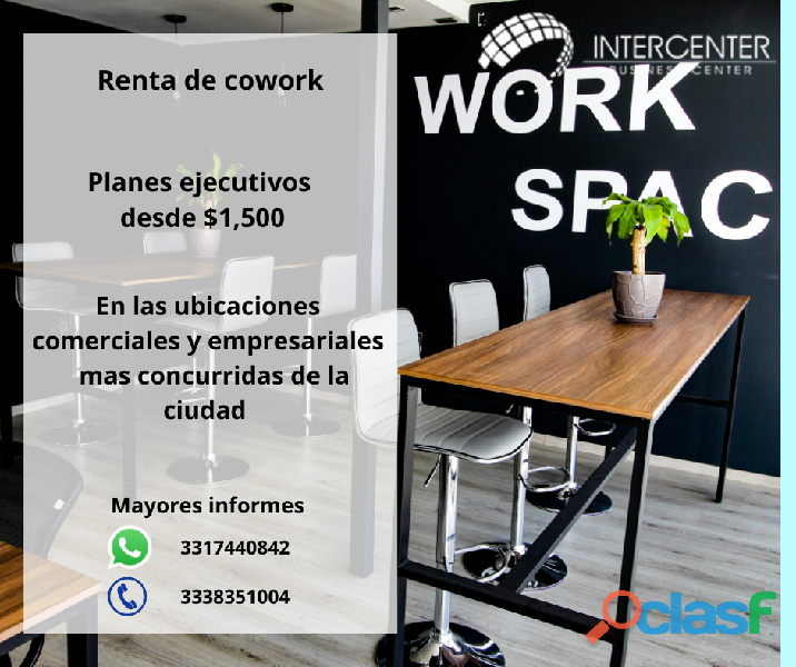 Renta de espacio cowork con servicios de oficina