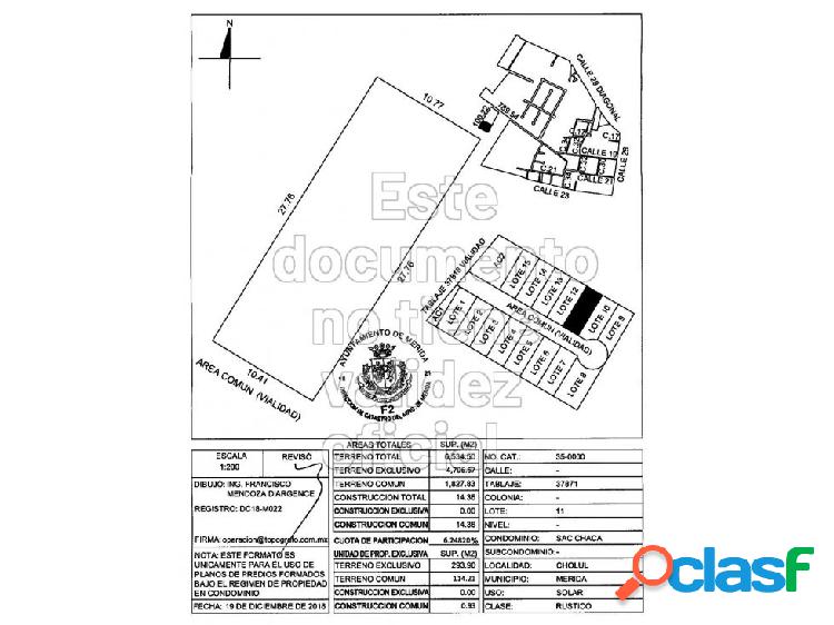 Terreno en privada en Cholul