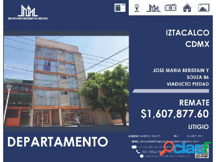 REMATE!! $1,607,877 BONITO DEPARTAMENTO EN IZTACALCO