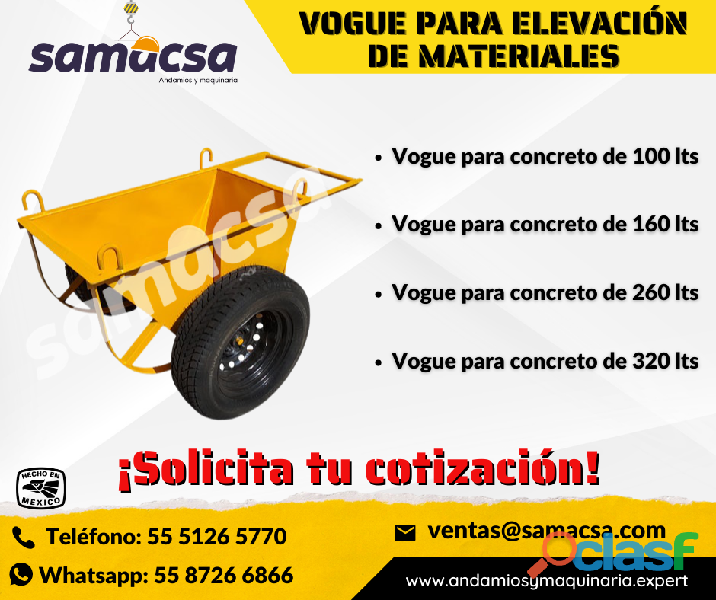 Vogue para elevación de concreto, con y sin triángulos