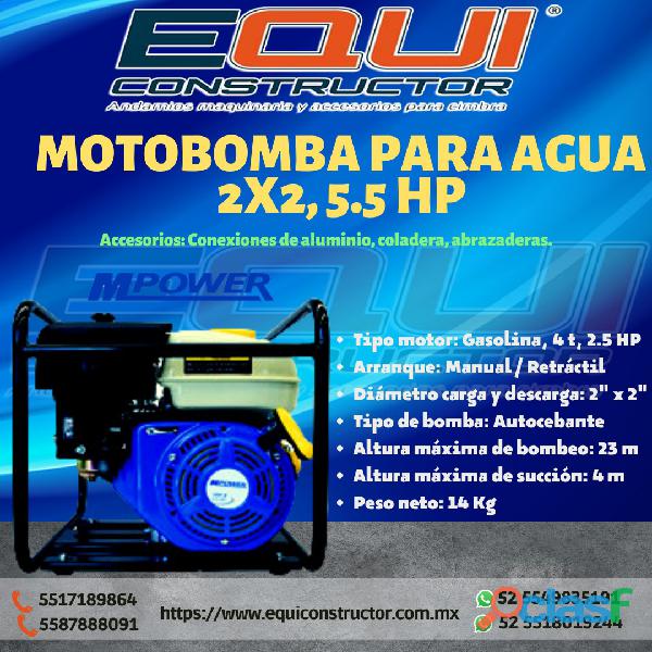 MOTOBOMBA PARA AGUA 2X2 5.5 HP MPOWER