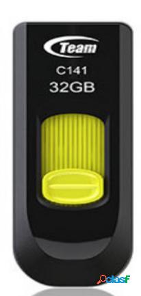 Memoria USB Team Group C141, 32GB, USB 2.0, Negro/Amarillo