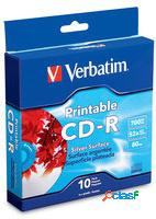 Verbatim Discos Virgenes Imprimibles, CD-R, 52x, 700MB, 10