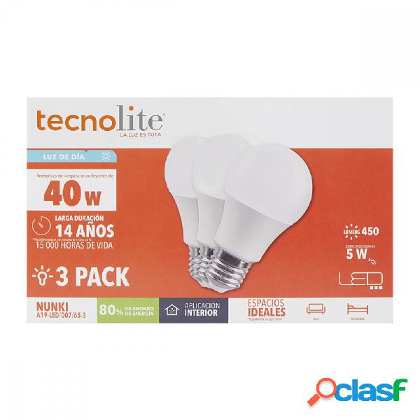 Tecnolite Kit Foco LED, Luz de Día, Base E27, 5W, 450