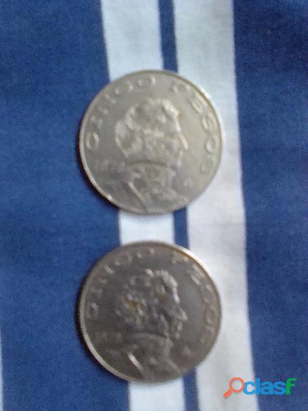 Moneda de 5 pesos 1976 y 1978