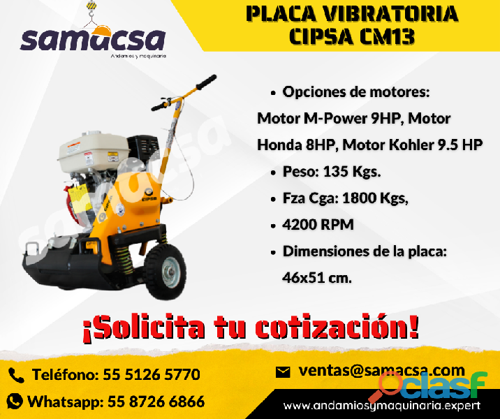 Placa vibratoria CIPSA gran rendimiento en asfalto caliente