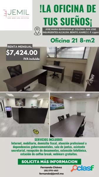 Rento oficina amueblada en Ibarraran OF21 (SUR DE LA CIUDAD)