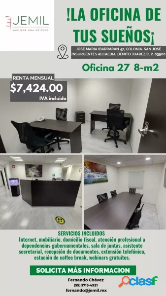 Rento oficina amueblada en Ibarraran OF27 (SUR DE LA CIUDAD)