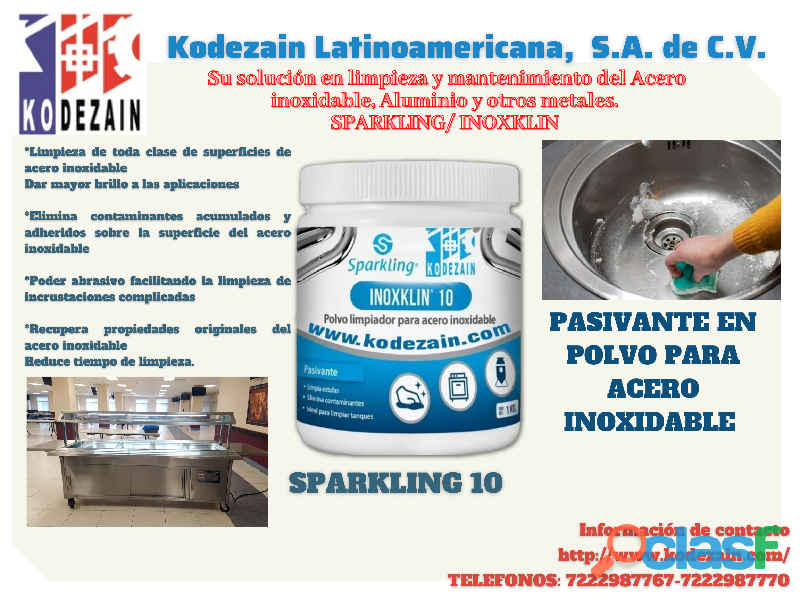 INOXKLIN/ SPARKLING 10 POLVO PASIVANTE PARA ACERO INOXIDABLE