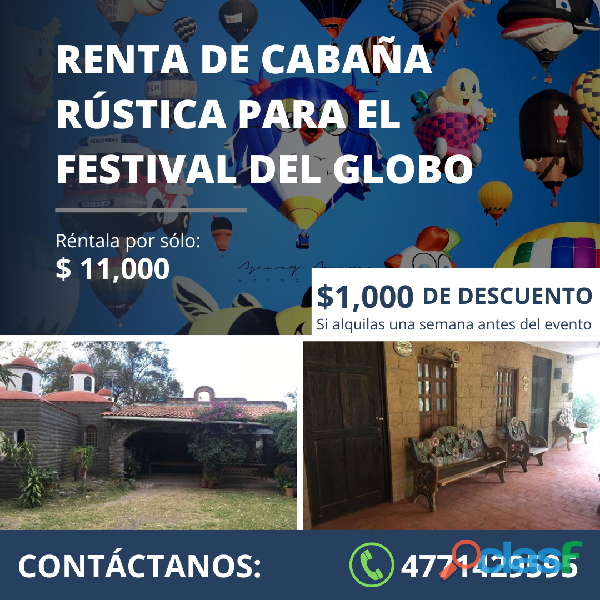 Renta de cabaña para el Festival del Globo