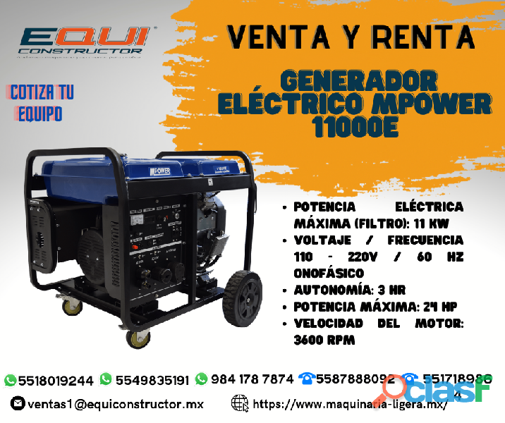 Venta y Renta de Generador Eléctrico MPOWER 11000E