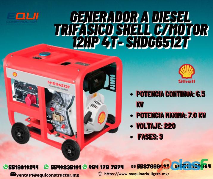 GENERADOR 6.5KW SHELL C/MOTOR DIESEL 12HP