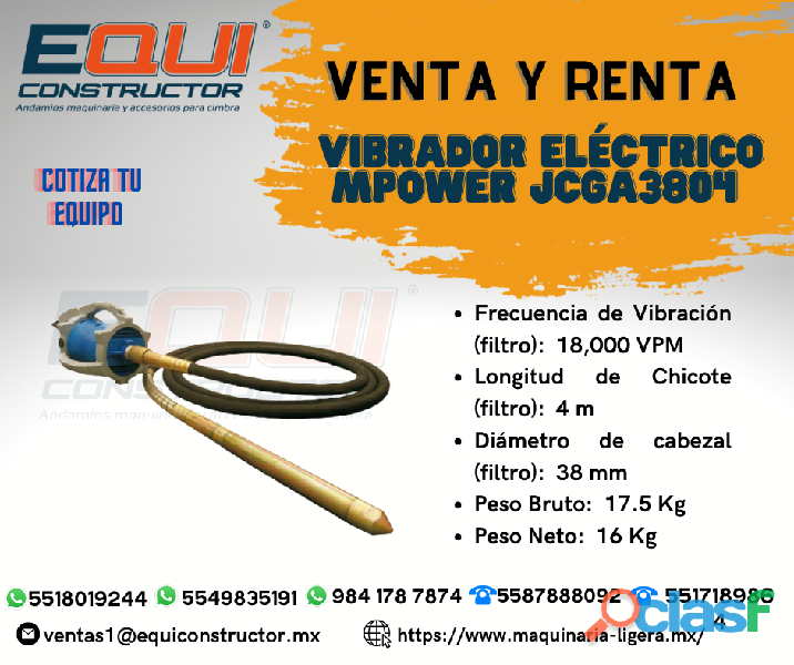 Venta y Renta de Vibrador eléctrico MPOWER JCGA3804