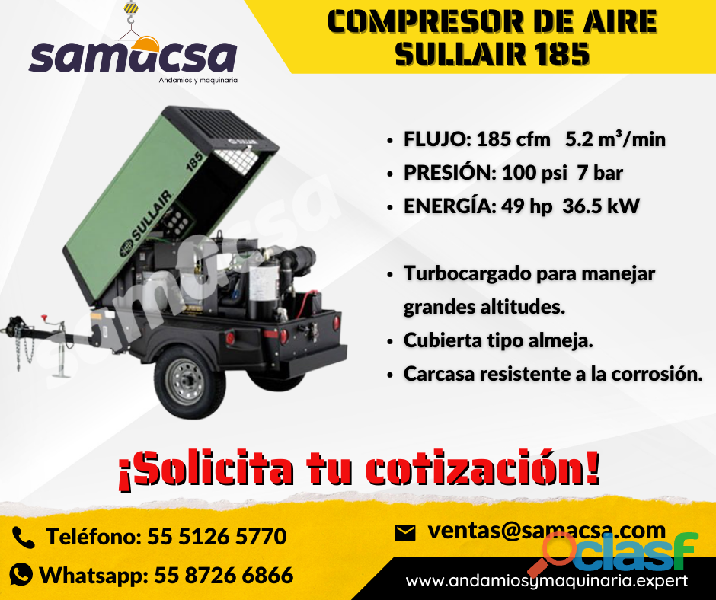 Compresor sullair modelos desde 1600cfm