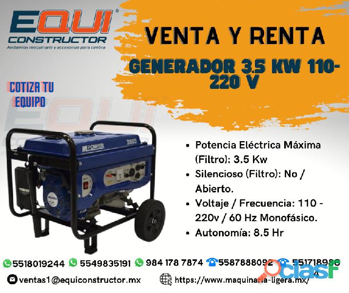 Venta y Renta de Generador 3.5 KW 110 220V