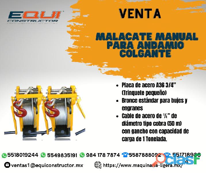 Venta malacate manual para andamio