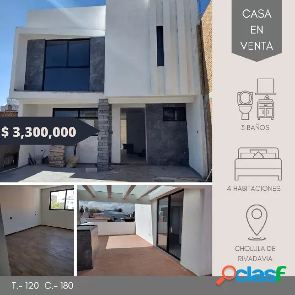 CASA EN VENTA EN CHOLULA DE RIVADAVIA