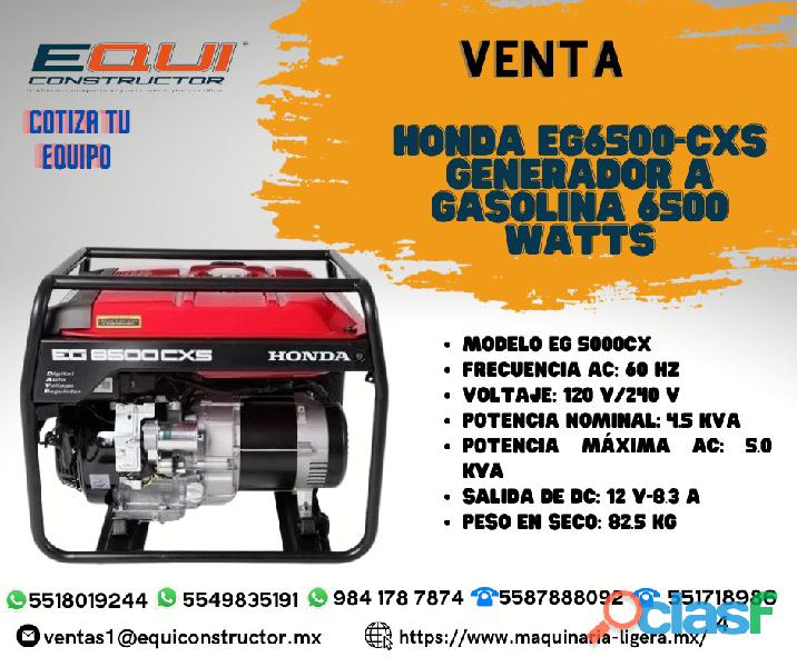 Venta de Honda EG6500 CXS Generador a Gasolina 6500 Watts.