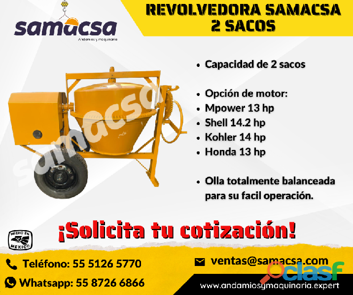 Revolvedoras en venta marca Samacsa de 2 saco
