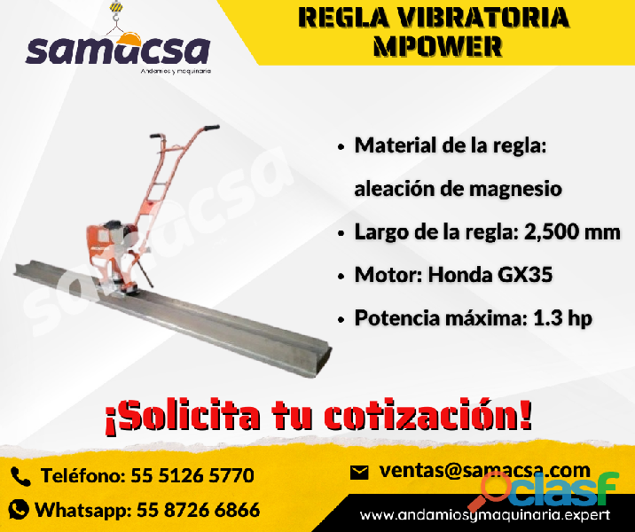 Regla compactadora/vibratoria para concreto MPOWER