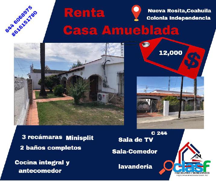 Casa en renta (Amueblada) en Nueva Rosita, Coahuila