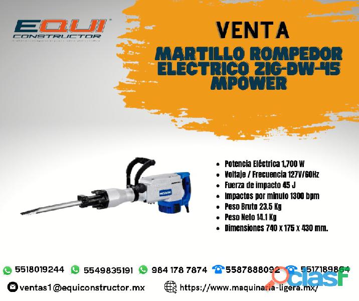Venta Martillo Rompedor Electrico ZIG DW 45