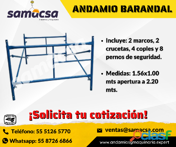 Andamio Tubular equipo en venta modelo Barandal