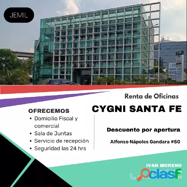 Corporativo CYGNI Santa Fe, OFICINAS AMUEBLADAS