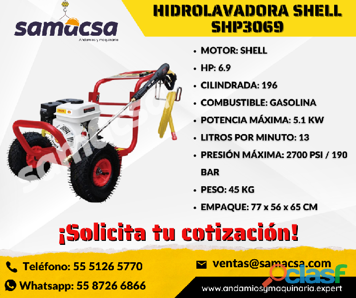 Hidrolavadora equipos en venta marca Shell