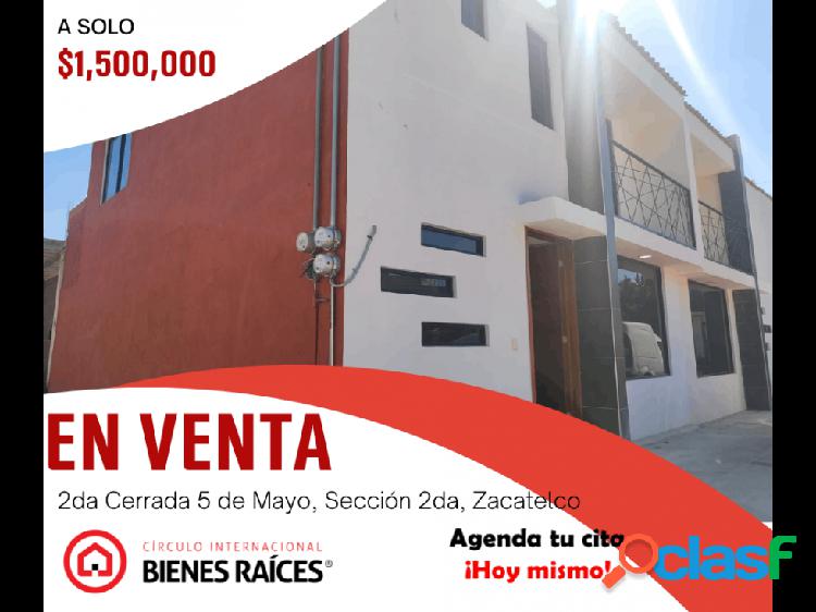 amplia casa en venta calle 5 de mayo zacatelco, tlaxcala