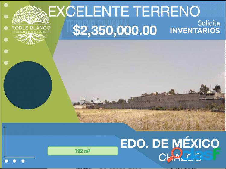 APROVECHE TERRENO CON EXCELENTE UBICACION EN CHALCO, EDO DE