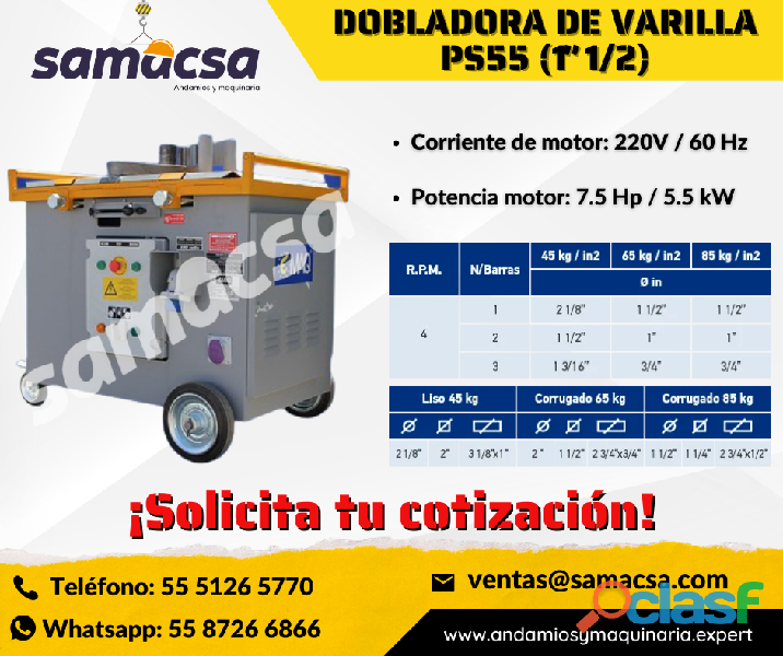 Dobladora de varilla equipos en venta marca EMAQ