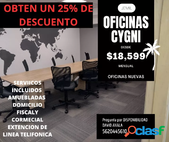 oficinas en renta amuebladas