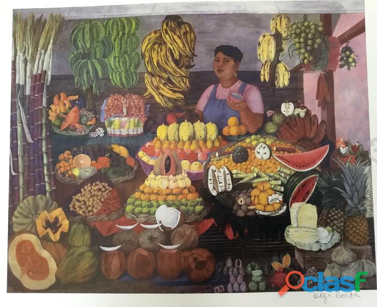 vendedora de frutas reproducción de Olga Costa con firma