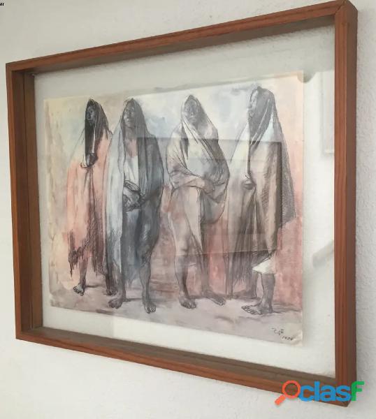 "Grupo de Mujeres de pie", Lito offset de Francisco Zúñiga
