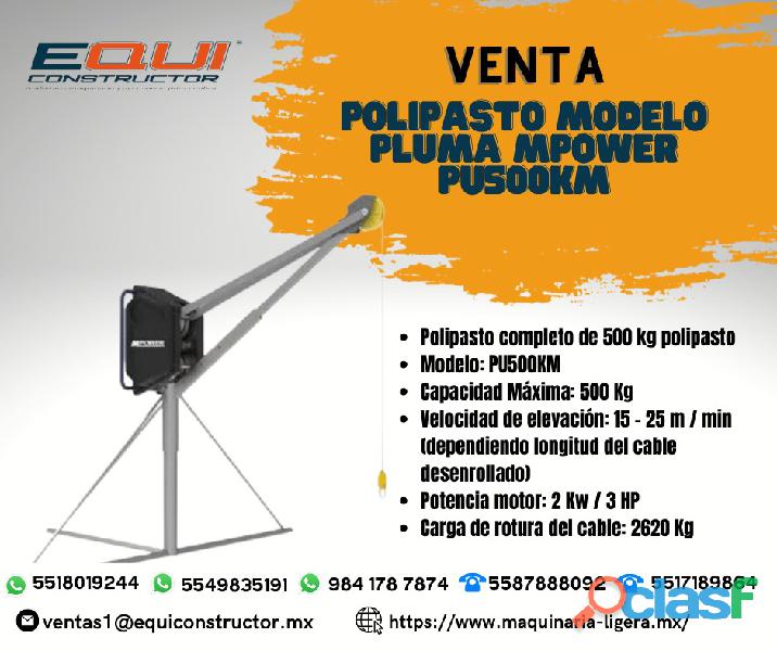 Venta de Polipasto Modelo Pluma MPOWER PU500KM.
