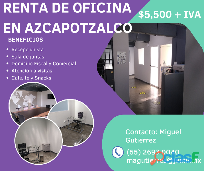 Renta oficina Sobre Rio Consulado en Azcapotzalco