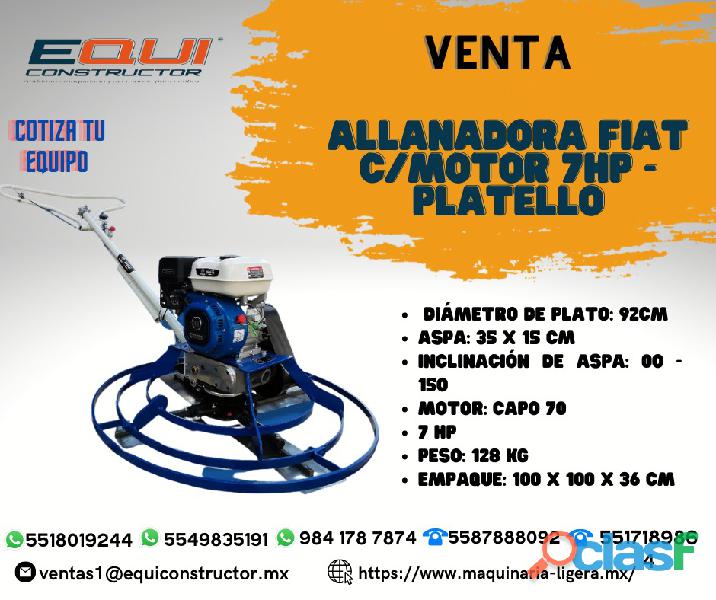Venta "Allanadora Fiat C/Motor 7HP Platello".