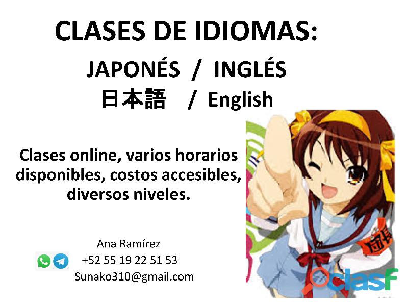 Clases de Idiomas: Inglés, Japonés