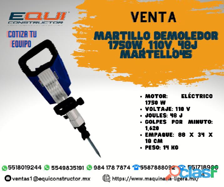 Venta "Martillo Demoledor 1750W, 110V, 48J MARTELLO45".