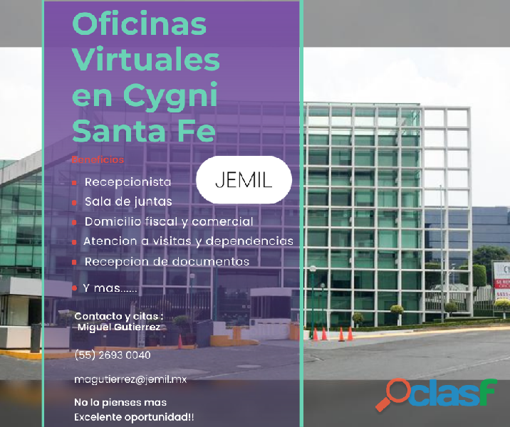 Oficinas Virtuales en Renta Cygni santa fe